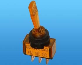 SPST 12VDC Automotive Full Size Toggle Switch, Lighted, Yellow